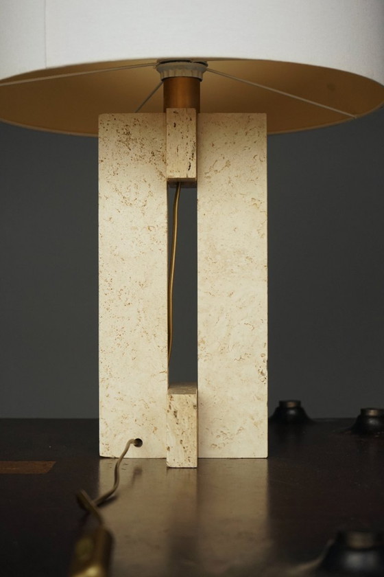 Image 1 of Mid-Century Table Lamp in Travertine, Italy, 1970s