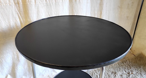 Image 1 of Tavolino laterale in stile Bauhaus in metallo e legno - metà del XX secolo