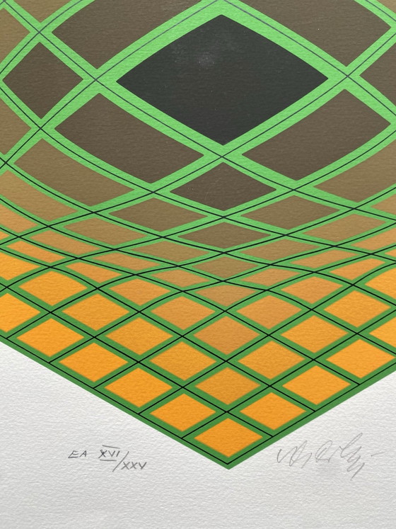 - Victor Vasarely « ST » Kleurenzeefdruk, 1968, gesigneerd, – Litho's & Zeefdrukken, Papier (photo 3 of 8)