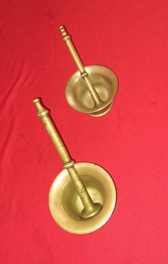 2 antichi mortai in bronzo, Oggetti decorativi, Dorato (foto 5 di 10)