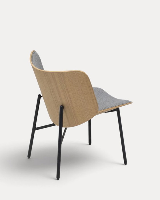 HAY Dapper fauteuil, grijs, hout, zwarte poten, Kuipstoelen, Textiel, Modern (foto 2 van 5)