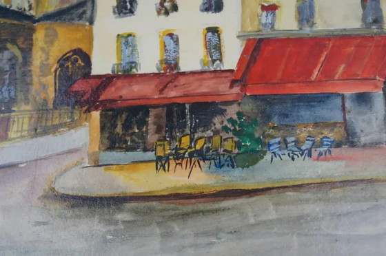 1980er Georges Wolinski "Blick auf Paris" Französisches Stadtbild Ölgemälde auf Holztafel, signiert und (photo 5 of 8)