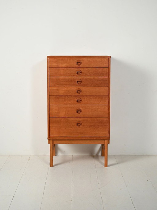 Commode scandinave en teck à six tiroirs, années 1960