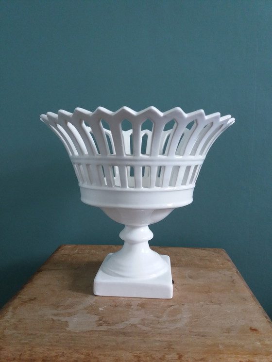 Image 1 of Coupe À Fruits Ajourée Malicorne Bourg-Joly Signed Moreau