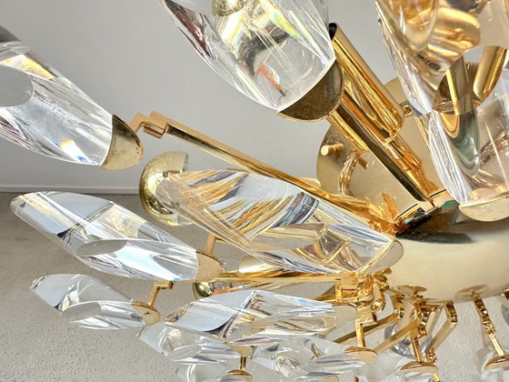 Plafonnier vintage Stilkronen, Lustres, Métal, Cristal, Doré, Mid Century Modern (photo 11 sur 11)