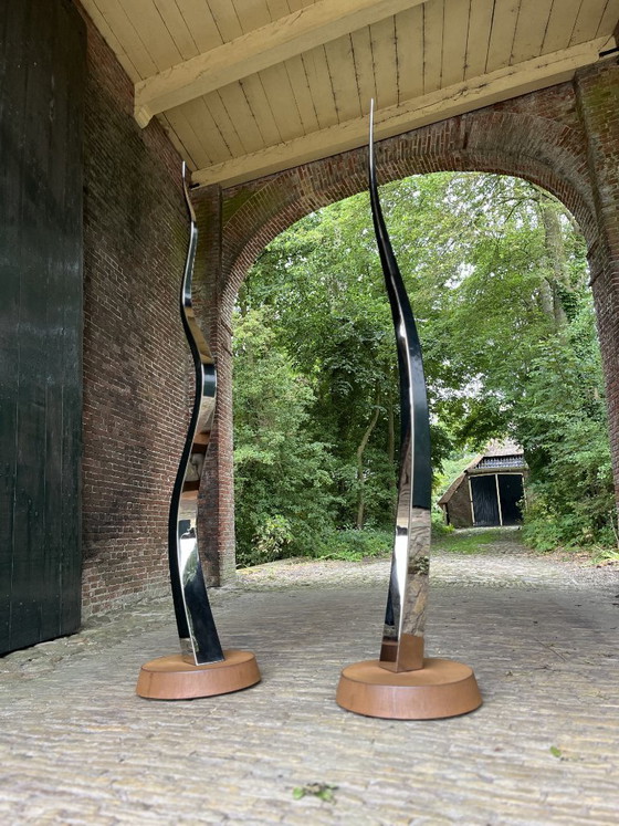 Image 1 of Kinetic Stainless Steel Sculptures – Unique Handmade Art Set
