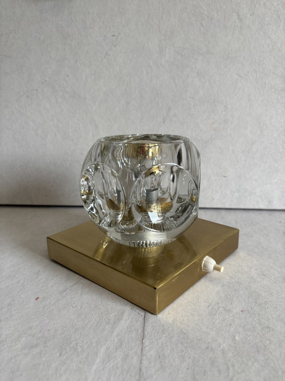Image 1 of Lampada da tavolo o da parete vintage Peill & Putzler "Ice Cube" in cristallo.
