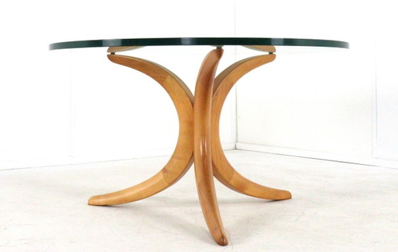Image 1 of Table basse Alma Möbel avec pieds en forme de boomerang et plateau en verre, vintage