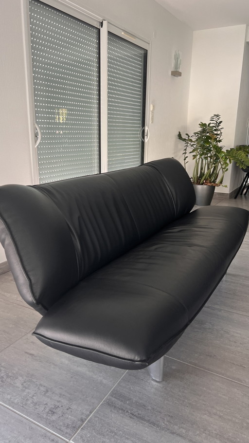 Leolux Tango 3-Sitzer-Sofa in schwarzem Leder