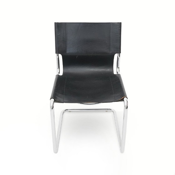 Image 1 of Coppia di sedie in metallo e pelle di Carlo Bartoli per T70, anni '70