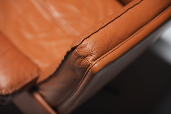 Image 1 of Très rares chaises longues DS-35 en cuir cognac/orange pour De Sede Swiss