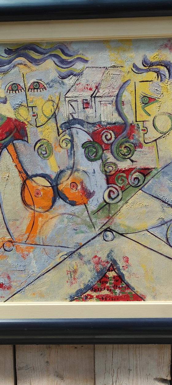 Image 1 of Artista belga Ludo Huys nello stile di Picasso, olio su tela, dipinto degli anni '90