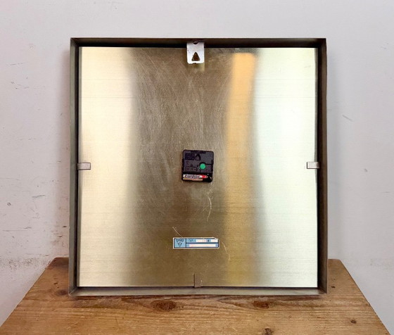 Image 1 of Reloj de pared cuadrado gris grande de Pragotron, años 70