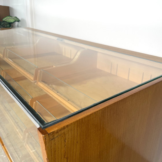 Image 1 of Vintage counter with drawers and glass top