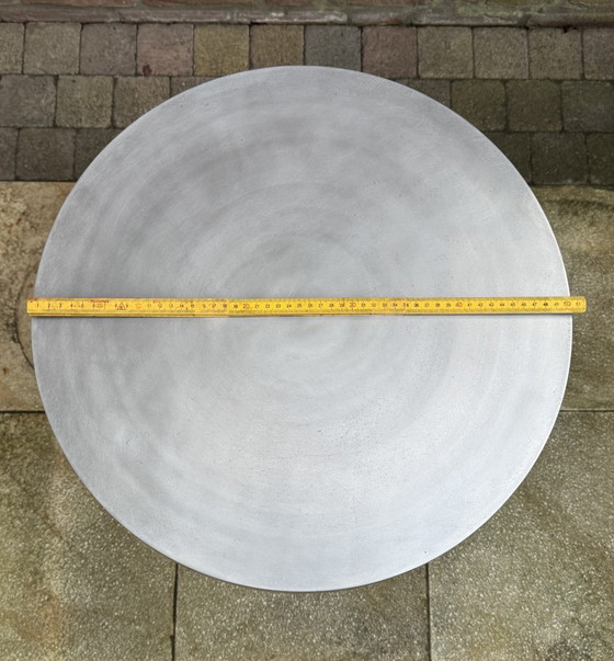 🥈 Robust Side Table | Matte Aluminum | Elegant Pillar Base | 60s-80s – Aluminium (photo 6 of 15)