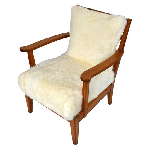 Utö-lovö Sessel aus Kiefer und Schafsleder von Axel Einar Hjorth, 1940