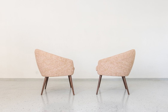Image 1 of Roze vintage schelpfauteuils van LFM, Polen, jaren 70, set van 2