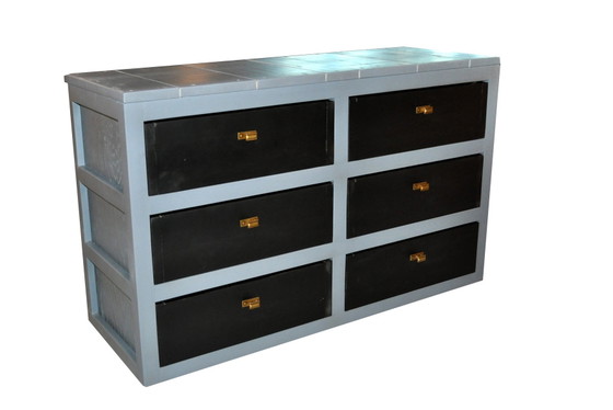Handcrafted Pine Chest of Drawers in Black & Grey Finish – Modern (photo 5 of 6)