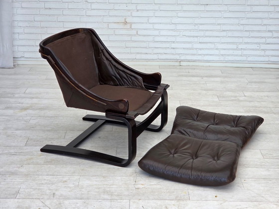 Image 1 of 1970s, Swedish design by Åke Fribytter, armchair, furniture leather.