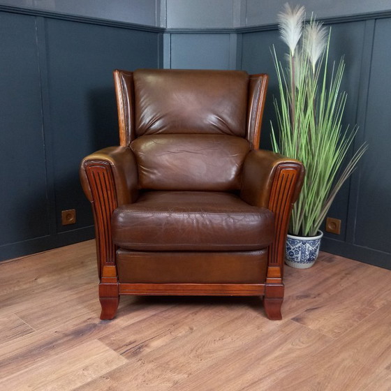Image 1 of Elegant Art Deco Armchair in Sheepskin - Timeless and Luxurious Seating Comfort