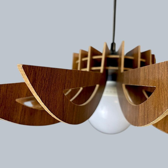 Image 1 of Portugese modulaire houten hanglamp in Scandinavische vintage stijl