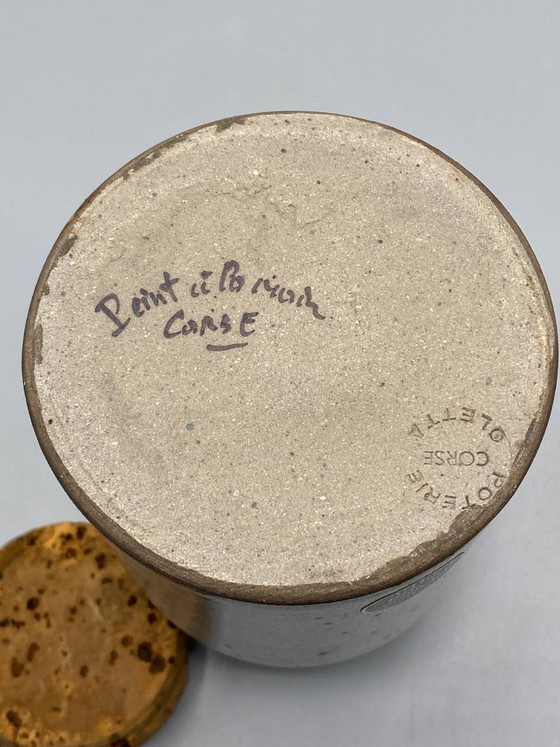 Artisan Corsican Pottery Oletta Hand-painted Paillote Design Stoneware Pot with Cork Stopper – Crockery (photo 5 of 6)