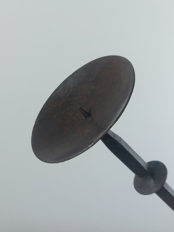 Image 1 of Vintage brutalistische, handgesmede metalen kandelaar