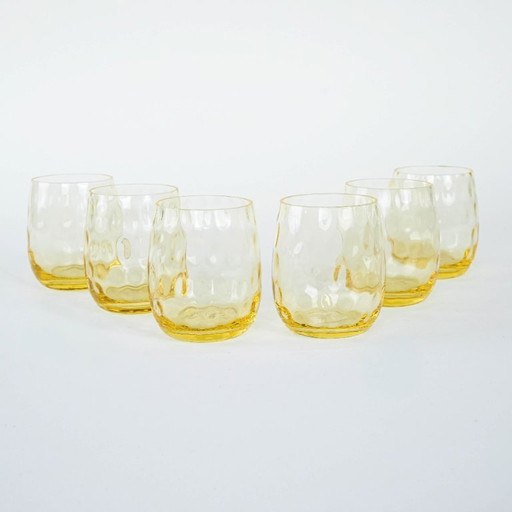 Set van zes glazen, Italiaans design, jaren 70, gemaakt in Italië.