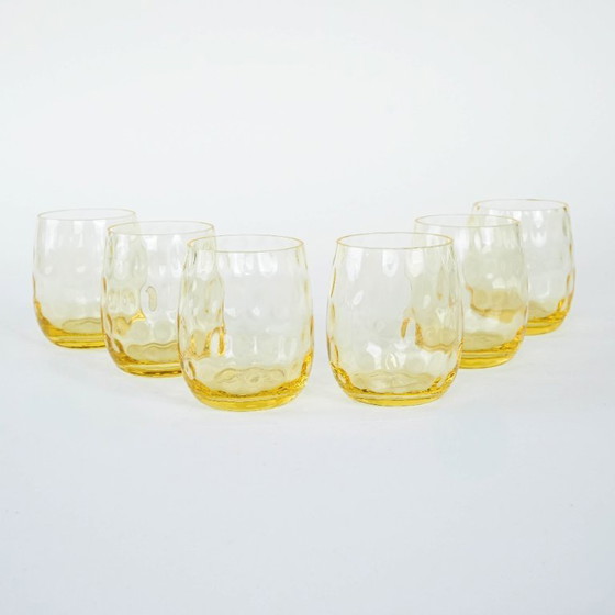 Image 1 of Set van zes glazen, Italiaans design, jaren 70, gemaakt in Italië.