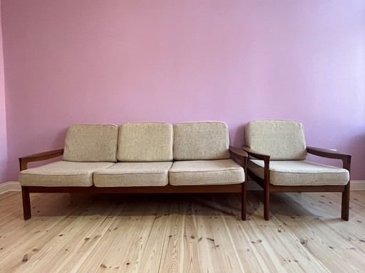 Mid Century 3-zitsbank en fauteuil van Sven Ellekaer voor comfort