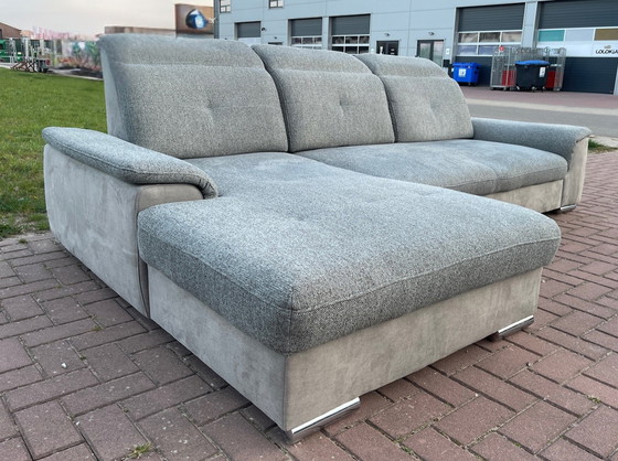 Image 1 of Modern Fabric Corner Sofa with Sleeping Function