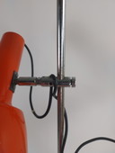 1 x 1970's oranje dubbel spot vloerlamp  150cm hoog 