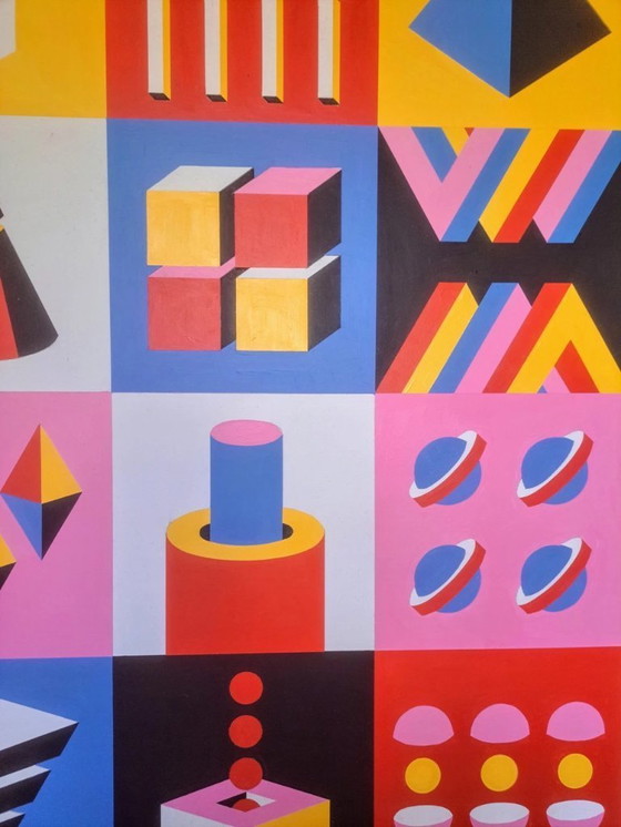 Image 1 of Obra de arte geométrica | Acrílico sobre MDF | 95 x 95 cm