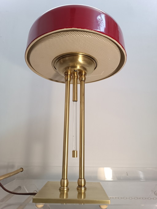 Lampe En Laiton Et Métal Perforé 1954
