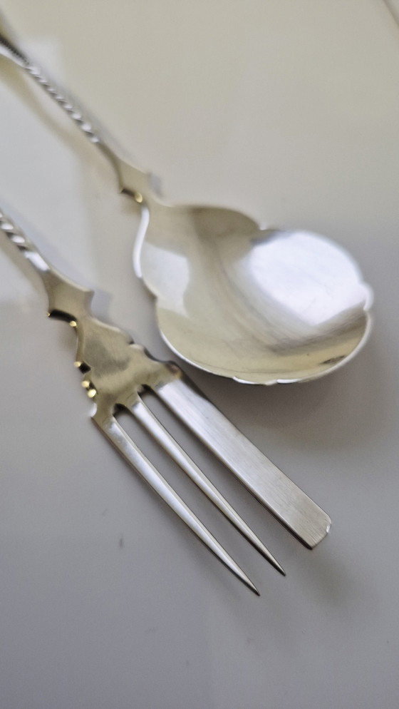 Image 1 of Designer 833 argento (valore argento puro 142,88 €) posate da pesce posate in argento Paesi Bassi 1890 AK 47