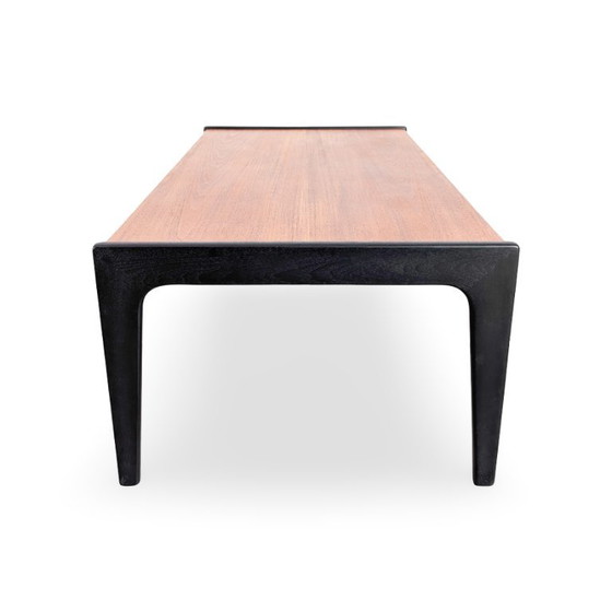 Salontafel uit het midden van de 20e eeuw, lange teakhouten salontafel, mid-century modern (MCM) vintage (photo 5 of 8)