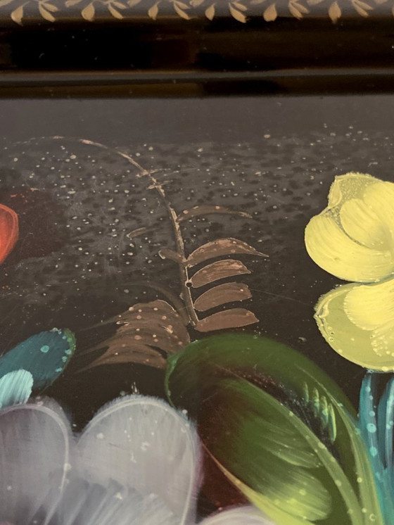 Image 1 of Bandeja de metal pintado Jostovo, motivos florales, fabricada en la URSS
