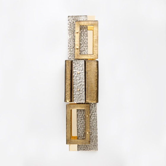 Image 1 of Lámpara de pared geométrica moderna de cristal de Murano y latón