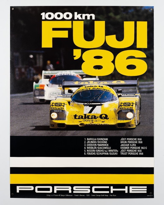 Image 1 of Porsche 1000km Fuji – 1986 – Poster originale Porsche vintage di Strenger Grafik Design – Vintage Motorsport – 102x76 cm