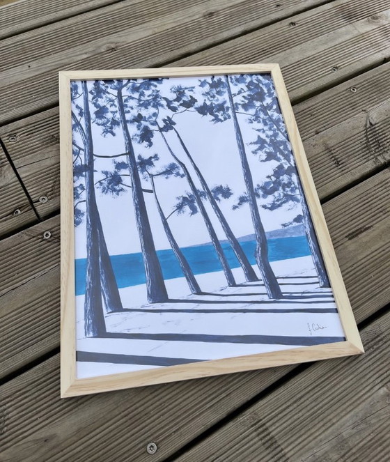 Image 1 of Oost-Indische inkt op wit fabriano papier 300g Onderwerp: Cap Coz Formaat 40x30 cm.