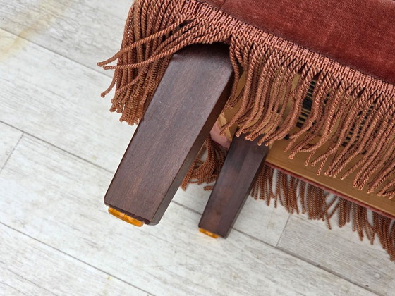 Image 1 of Poltrona danese, anni '70, velluto rosa salmone, legno di faggio.