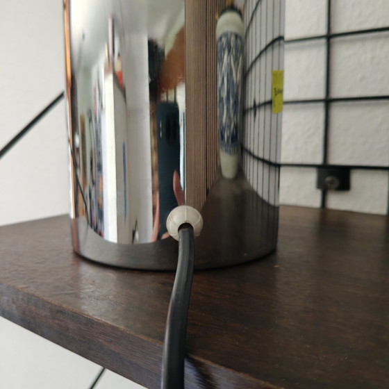 Image 1 of Vintage Chrome Space Age Table Lamp | Cylindrical Metal Design | 36 cm