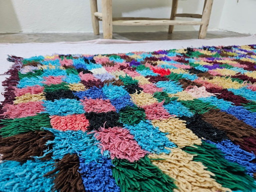 Vintage Moroccan Handira Rug – Antique and Authentic Piece 220cm x 97cm – vloerkleden en tapijten, Cotton (photo 2 of 10)