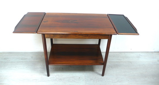 Image 1 of Uitschuifbare serveerwagen Dyrlund palissanderhout jaren 60 Mid Century Modern