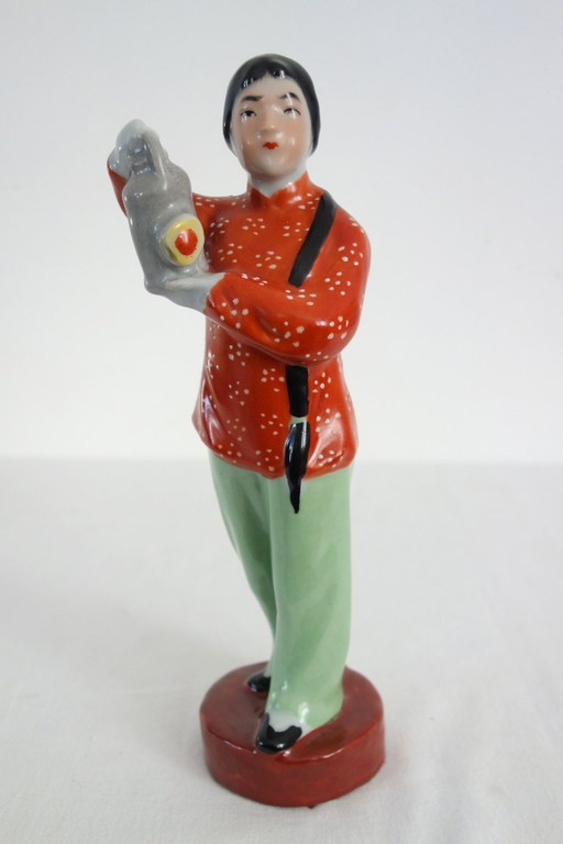 Estatua femenina de porcelana china con forma de galleta - Revolución Cultural n.° 9