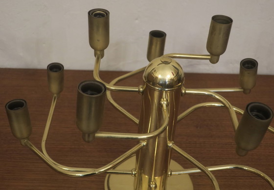 Image 1 of Lampadario a spirale in ottone a 3 livelli e 12 luci, metà secolo, anni '60