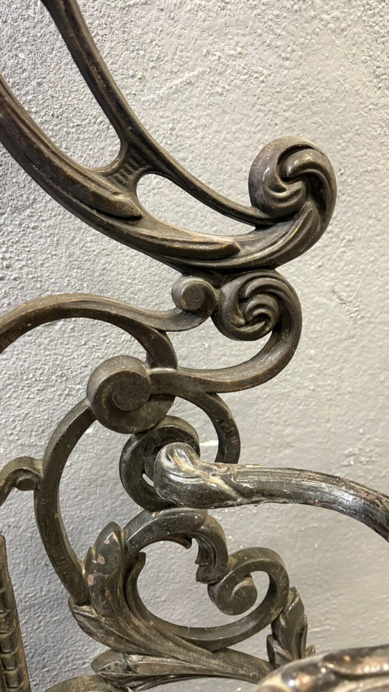 Image 1 of Antique Cast Iron Hall Stand, Victorian Coat Rack with Marble Base, Ornate Hall Tree, 19th Century