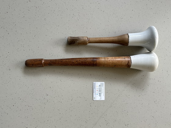 Image 1 of Grote Franse marmeren vijzel 19e met deksel met twee stampers