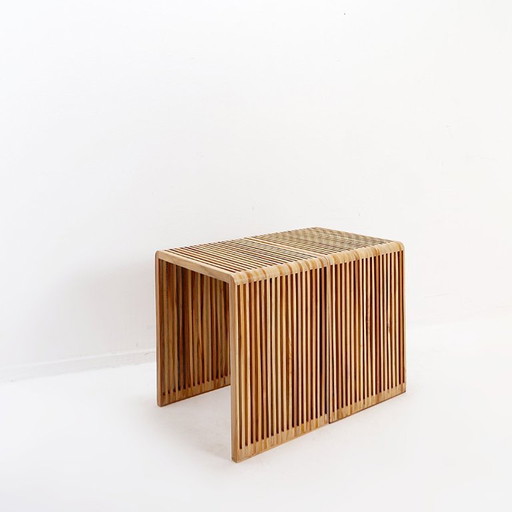 Paire de tables d'appoint à lattes 