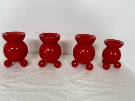 Image 1 of Set aus 4 schwedischen Holzkerzenständern – 1950er Jahre